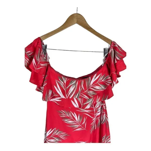 Lulus Be-Leaf The Hype Coral Pink Off-the-Shoulder Mini Dress - Image 4