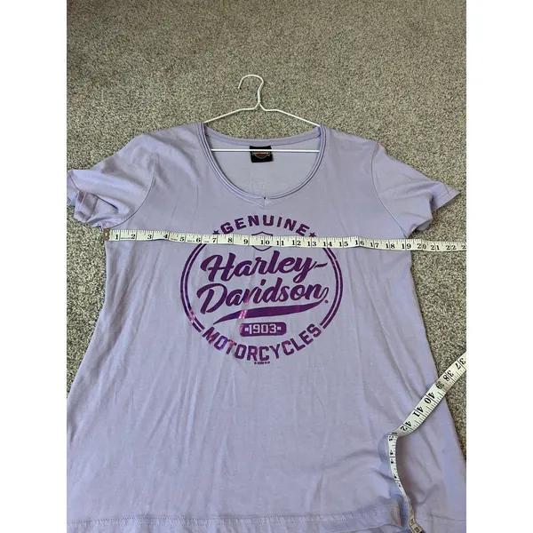 Genuine Harley Davidson Fort‎ Bragg Fayetteville NC Purple V-Neck Tee L - Image 6