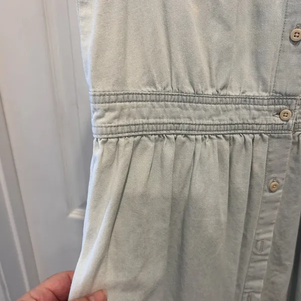 Gap 1969‎ Womens Light Wash Denim Sleeveless Button Front Shirt Dress Large Blue - Image 4