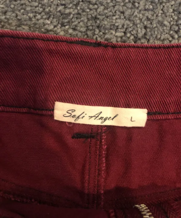 Burgundy Denim skirt White Size L - Image 3