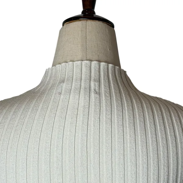 Edikted Sweater‎ Women XS Ivory Ribbed Knit Bonnie Cropped Mock Neck Streetwear - Image 5