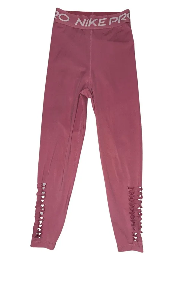 WOMENS NIKE Pro 7/8 TIGHTS DRI FIT Hi Rise Yoga PANTS Pink Size Small leggings - Image 3