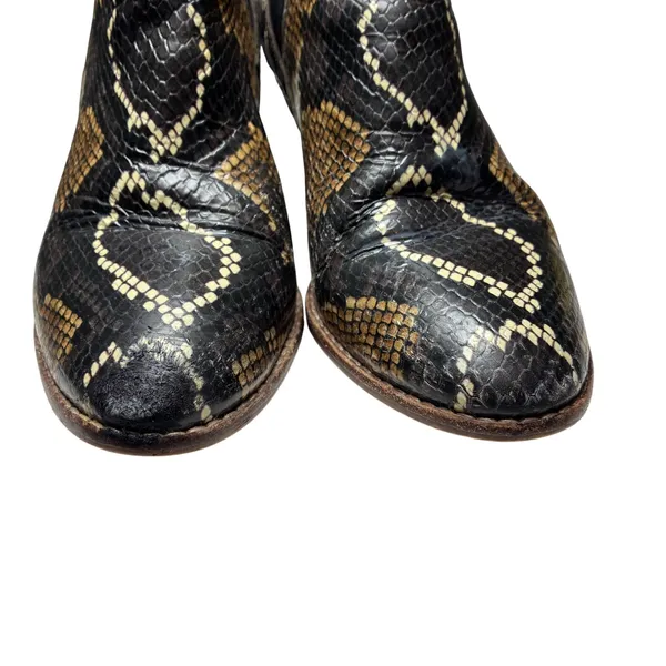 Western Snakeskin Embossed Leather Block Heel Ankle Boots Madewell 7.5 - Image 7