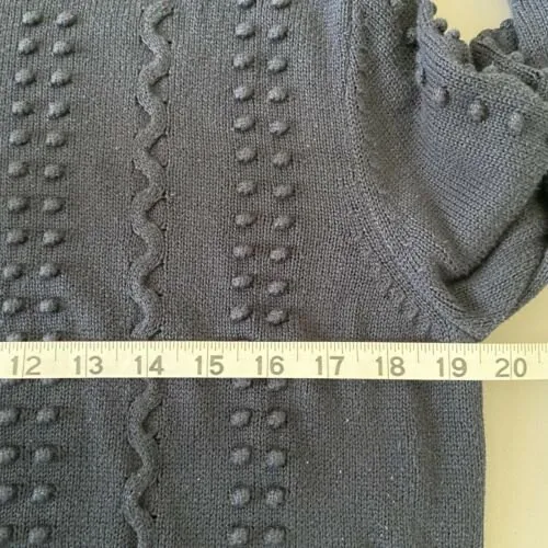Brooks Brothers Navy Blue Crew Neck Sweater Long Sleeve Pom Women's Size‎ Large - Image 5