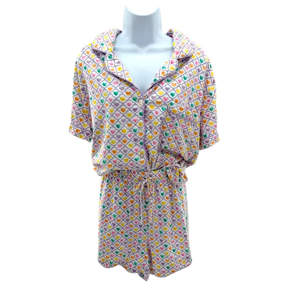 Roller Rabbit Target Geo Hearts Pajama Set Shorts Top Pastel Coquette Plus XXL - Image 3
