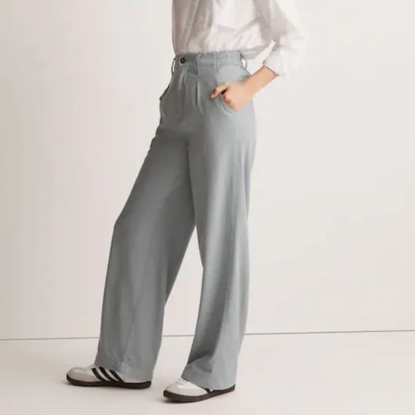 Madewell The Petite Neale Straight Leg‎ Pants Drapeweave Overcast Blue 4 Petite - Image 4