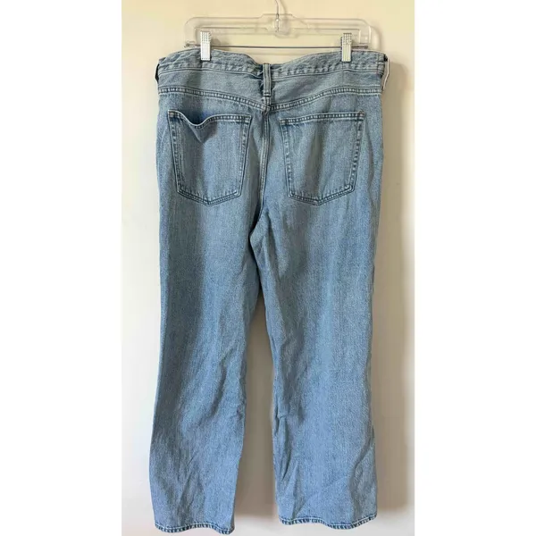 J. Crew '84 Low Rise Distressed Wide Leg Denim Jeans Light Blue Wash Size 31 - Image 2