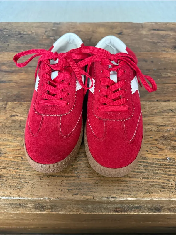 Corkys Red Faux Suede Spoiler Alert Gum Sole Sneakers Size 9 - Image 2