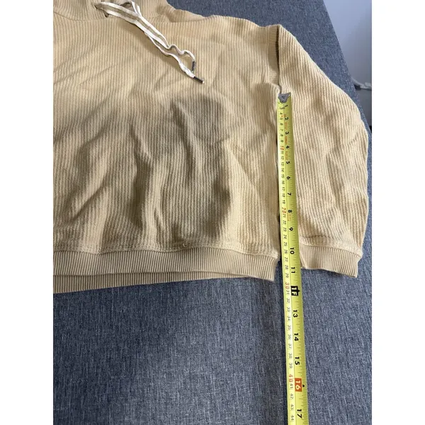 Aerie Tan Oversized Cropped Tan Ribbed Hoodie Womens Sz S - Image 7