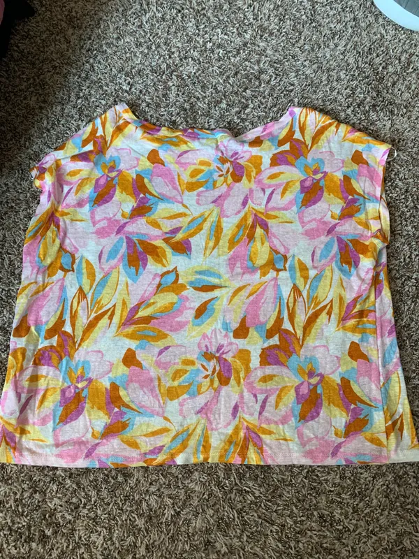 Joie 100% Linen Floral Boxy Top Large - Image 3