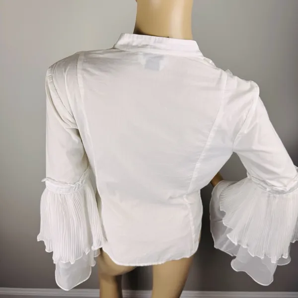 Bebe‎ Women's Sz S Victorian Lace Side Zip Up Top Sz S Coquette Bell Sleeve Y2K - Image 9