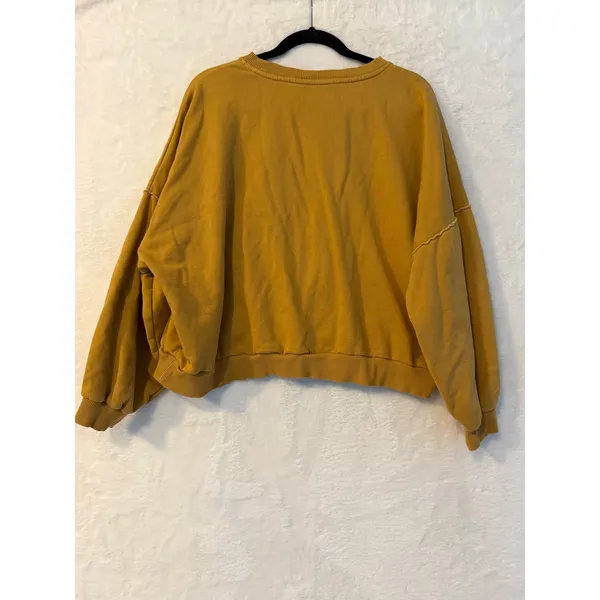 Vans Off The Wall Sweatshirt Womens Medium Mustard Yellow Embroidered Pullover - Image 11