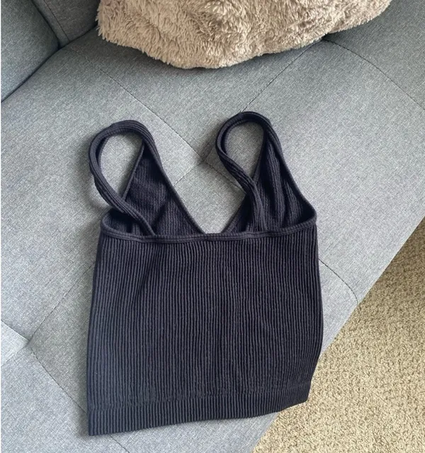 Ribbed black crop tank XS - Image 2