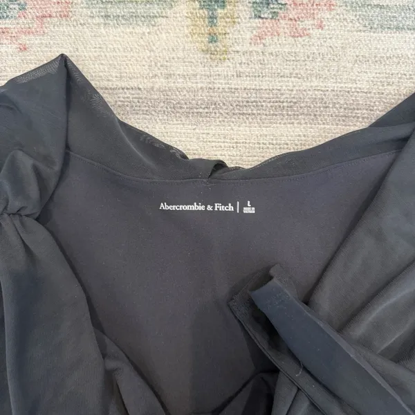 Abercrombie & Fitch Sheer Black Bodysuit Large Deep V Neck‎ Whimsy Soft - Image 7