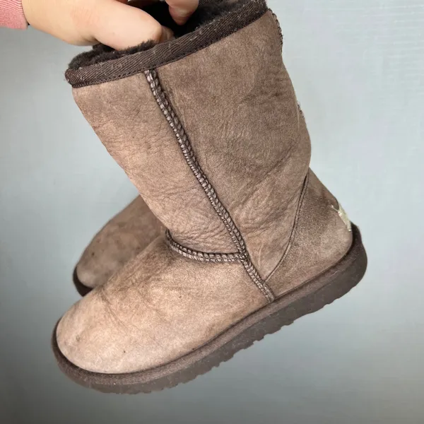 UGG Australia Classic Boots‎ Chocolate Suede Sheepskin Lined Women US 6 - Image 5
