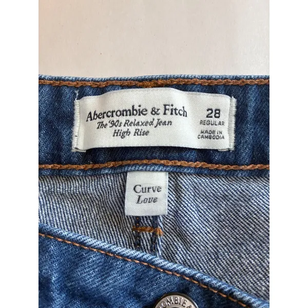 Abercrombie & Fitch Curve Love 90s Relaxed Jeans High Rise Dark Wash 28 Regular - Image 5