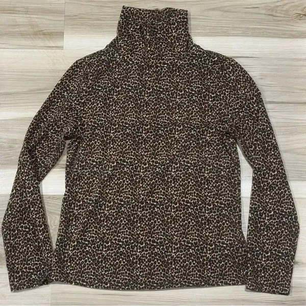 Bar III Animal Print Turtleneck Top Brown Women’s Small - Image 4
