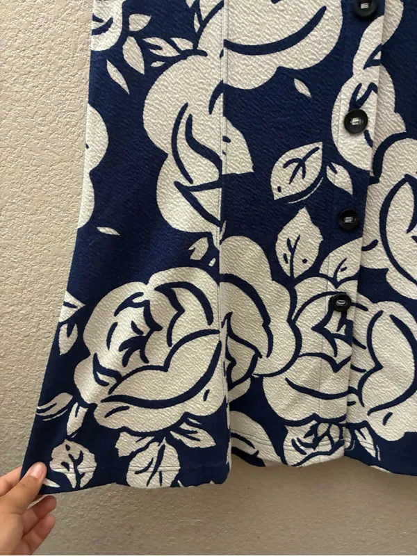 Maeve By Anthropology Amiens Flounce Floral Blue & White Midi Skirt M - Image 5