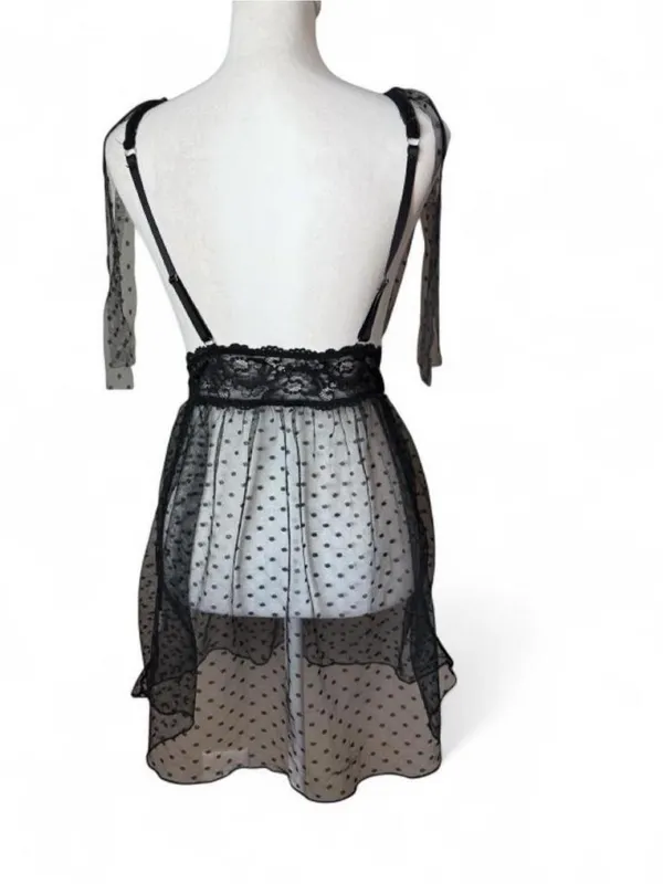 Black Mesh Polka Dot Babydoll Size M - Image 4
