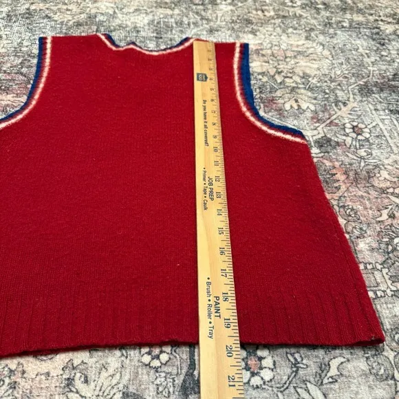 Vintage Y2K Abercrombie & Fitch Wool Sweater‎ Vest Red Collegiate Preppy - Image 4