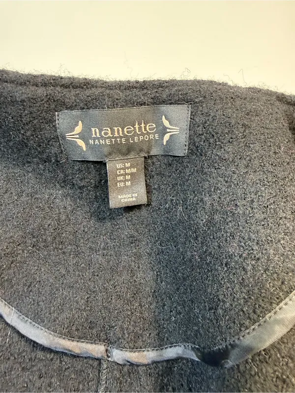 Nanette Lepore Wool Blend Dark Charcoal Cape Coat with Buckle - Image 8