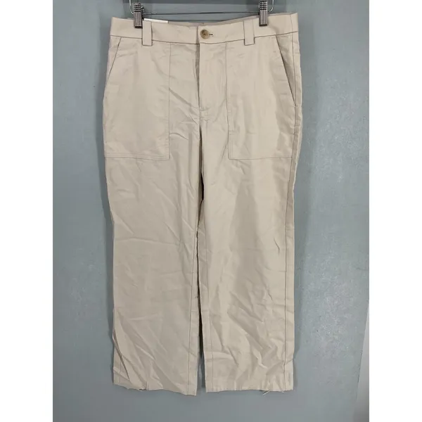 Banana Republic Womens Straight Pant Mid-Rise Twill Beige 8 - Image 2