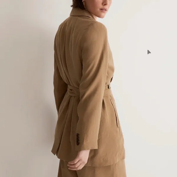 Madewell The Drapey Tie-Waist Blazer Tawny Olive Women XS‎ NWT Quiet Luxury - Image 8