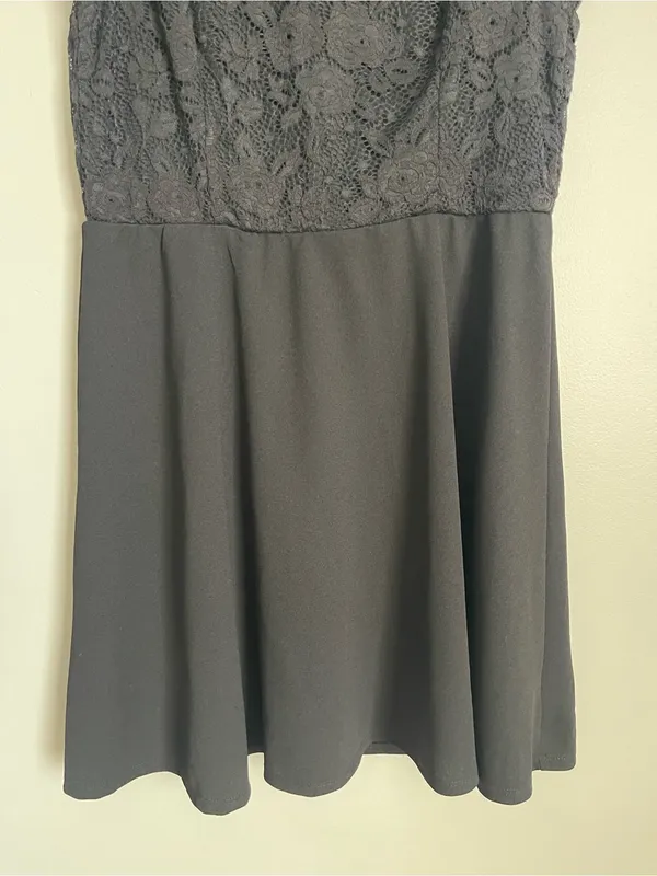 Lila Rose Sleeveless Black Lace Mock Neck Mini Dress Sz L - Image 3