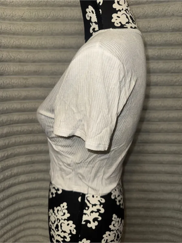 Antistar White Ribbed Cropped Top Size M - Image 5