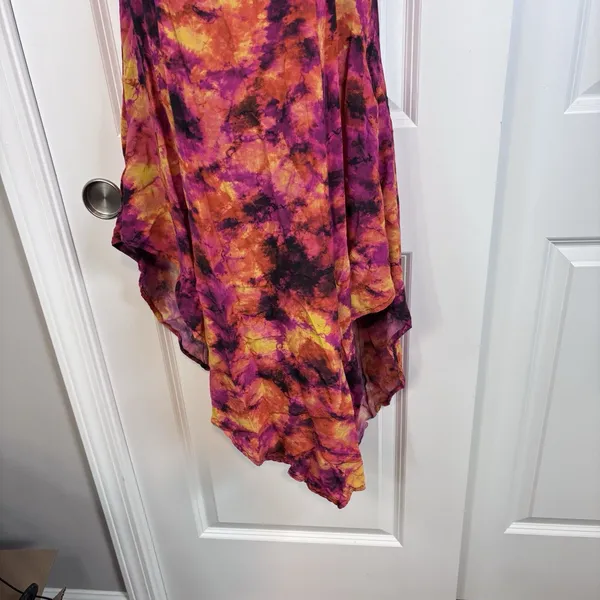 Song of Style S Abstract Watercolor Cowl Neck Handkerchief Hem Slip Dress Revolv - Image 12