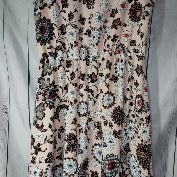 Loft Pink Floral Flutter Sleeve Boho Feminine Dress Size L - Image 8
