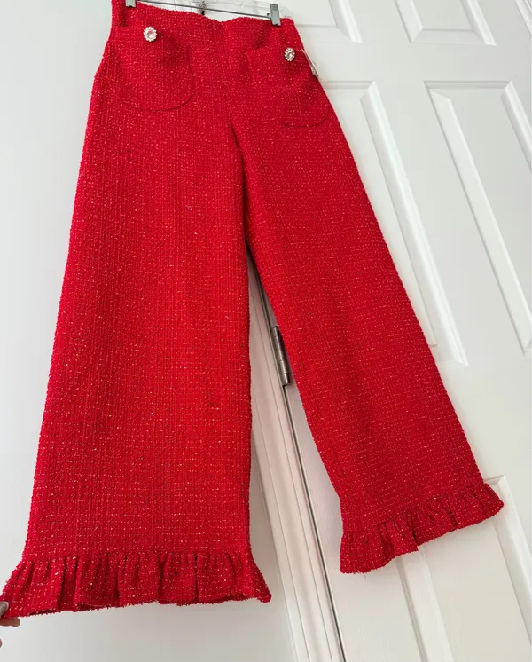 Anthropologie Maeve The Colette Crop Wide-Leg Pants: Tweed Edition, Size 27 - Image 10