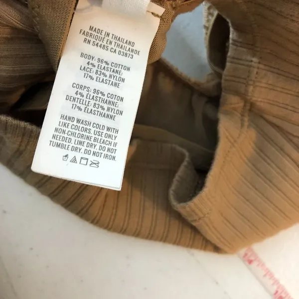 Aerie Womens Ribbed Lace Bralette Top Cropped Brown XS - Image 4