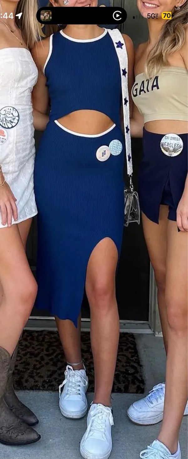 Amazon Royal Blue Cutout Midi Dress - Image 2