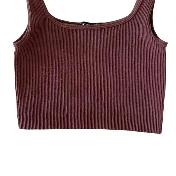 Zara Rust Brown Ribbed Knit Seamless Crop Tank Top SZ XS #1711 - Image 6