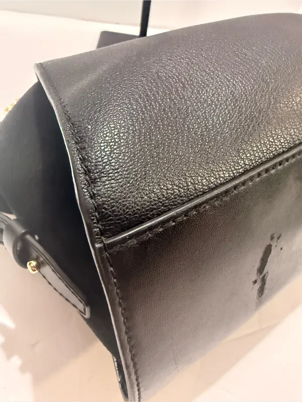 Michael Kors Avril Small Black Pebbled Leather & Suede Satchel - Image 11