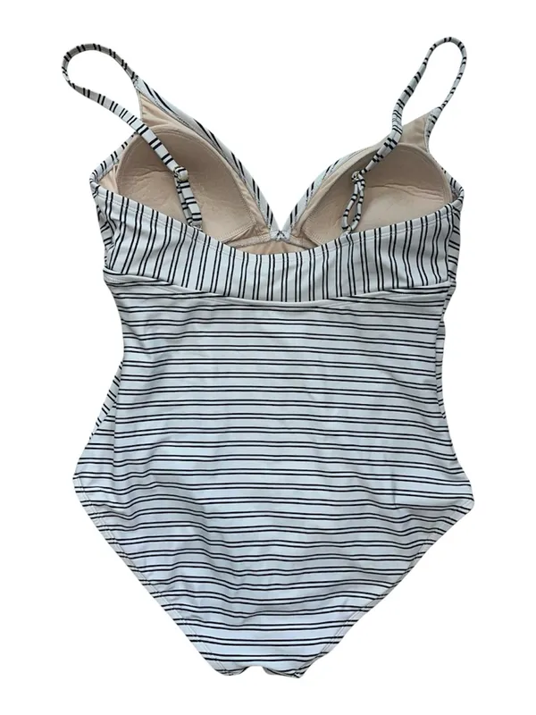 Kona Sol Navy Blue & White Striped One-Piece Swimsuit - Size Large - Image 3