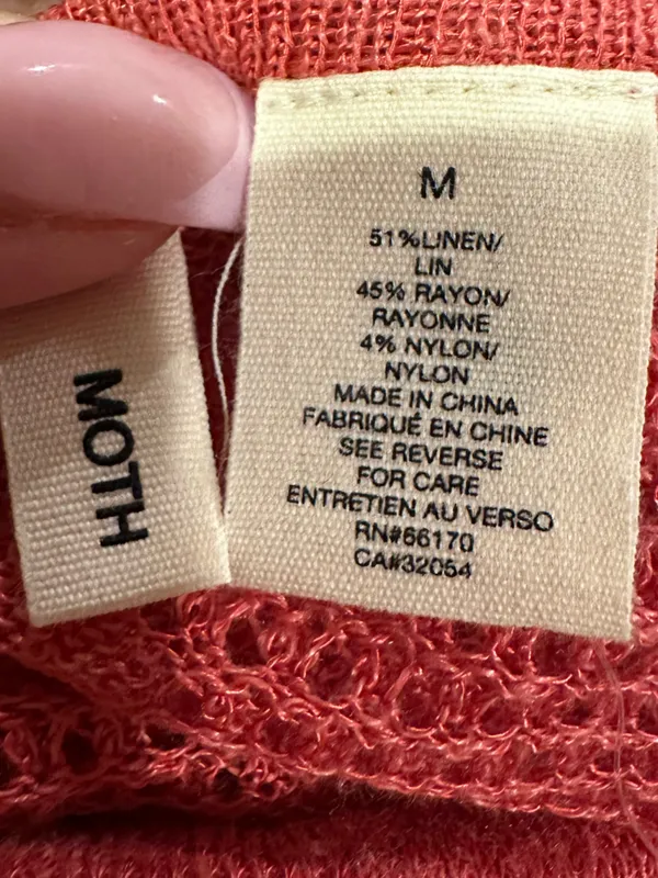 Anthropologie Moth Linen Knit Pointelle Vintage Style Short Sleeve Top M - Image 6