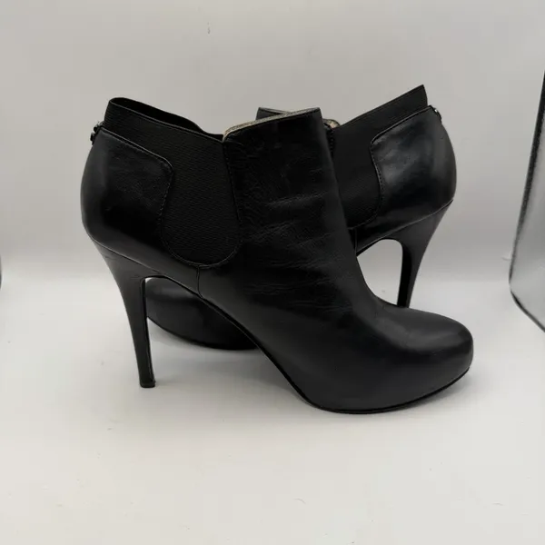 GUESS ANKLE BOOTS, NWOB‎ Black Leather Platform High Heels, WGMIST Booties 10M - Image 6