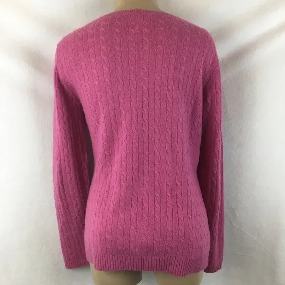 100% Cashmere Pink Ribbed Crew Neck Long Sleeve Sweater by Tweeds M - Image 4