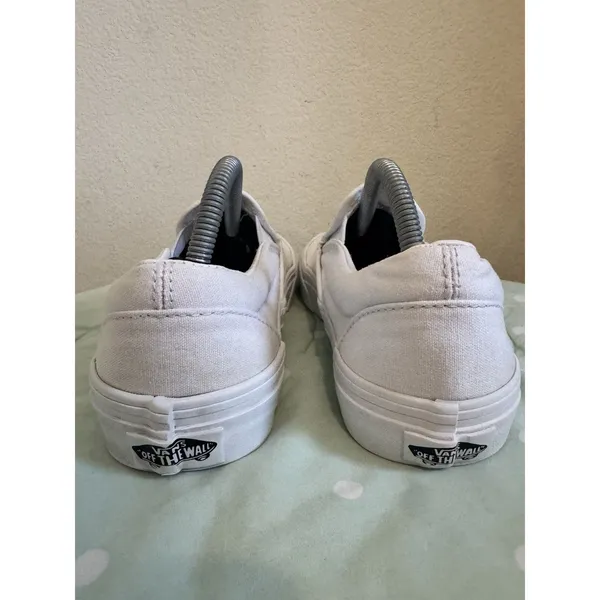 Vans Classic Slip-On Womens White Canvas Sneakers US 7.5 EU 38 Round Toe - Image 8