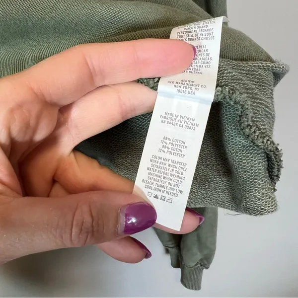 Aerie Women’s Green‎ V-Neck Hoodie XS - Image 7