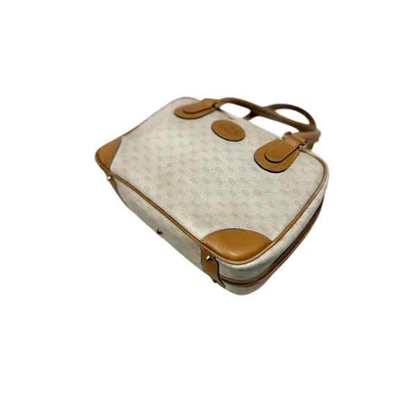 GUCCI Cream GG Monogram Micro Supreme Top Handle Vtg Bag|COA - Image 4
