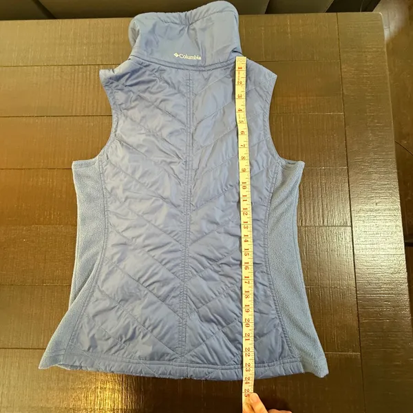 Columbia Womens Blue Quilted Fleece Mix Puffer Vest Small Full Zip Mock Neck - Image 10