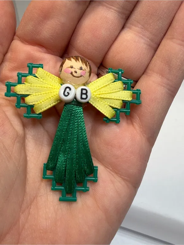 Vintage Handmade Green Bay Packers Angel Brooch Pin Plastic Canvas Folk Art - Image 2