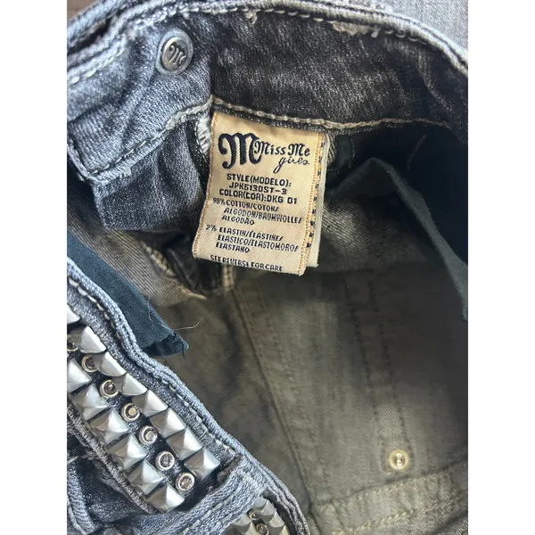✨ Studded Miss Me straight Jeans — Gray Wash (Youth 14) - Image 3