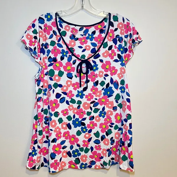 Kate Spade Pajama Set‎ Multi Color Floral Ruffle Trim Womens Small NWT - Image 2