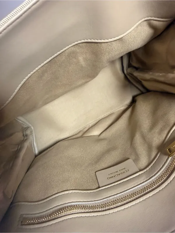 Ferragamo Beige Grosgrain Logo Mini Tote Handbag Italy - Image 10