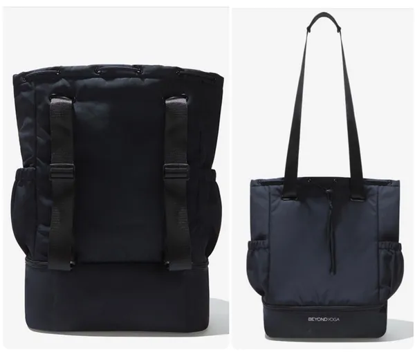 BEYOND YOGA Convertible Backpack Drawstring Tote Lightweight Black Gym Bag - Image 2