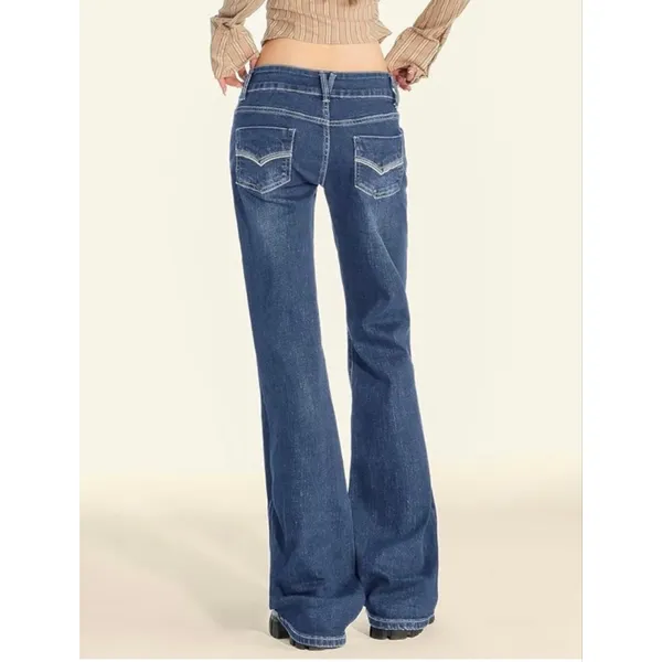 NEW Mid Rise Flare Jeans Stretchy Y2k Boyfriend Bootcut Baggy 31/31 - Image 2